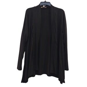 Misia Curvy Asymmetrical Open‎ Cardigan Lightweight Women 2X Black Knit